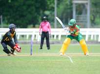 The final (wide) ball in the Malaysia vs Vanuatu clash.