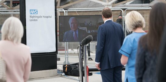 The Prince of Wales virtually opens the new NHS Nightingale Hospital